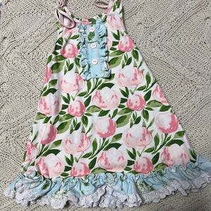 See Floral Sleeveless Dress with Ruffle Details